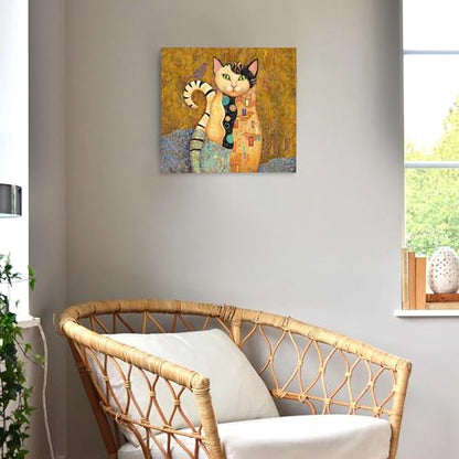 SiuSue Abstract Boho Witchy Cat Mystical Spiritual Canvas Wall Art Poster Prints Artwork Pictures Framed for Home Kids Room Bedroom Living Room Meditation Room, 12x12 Inch - color: Cat-6
