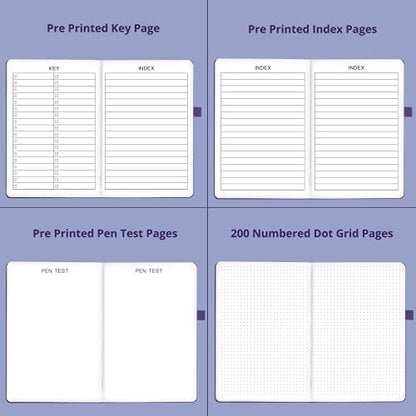 Dotted Journal – 140gsm Bleed Proof Thick White Paper – 200 Numbered Dot Grid Pages – 5.8 x 8.3 inch Bullet Dotted Notebook - color: purple