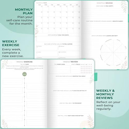 Clever Fox Self-Care Journal Premium – Daily Gratitude & Mental Health Notebook for Women – Reflection & Personal Development Journal (Turquoise) - color: Turquoise