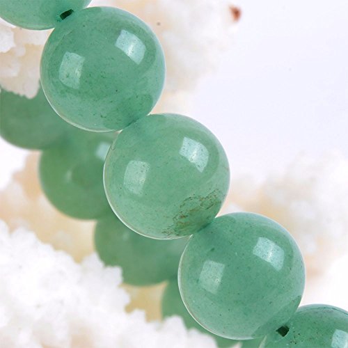 Justinstones Gem Semi Precious Gemstone 10mm Round Beads Stretch Bracelet 7 Inch Unisex - color: Green Aventurine