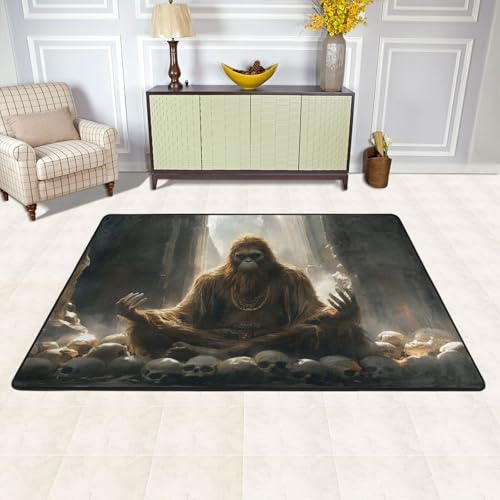Sasquatch Meditation Area Rug Low Pile Floor Mat for Living Room Bedroom Water Absorption Indoor Carpet 3×2 FT - size: 3×2 Feet