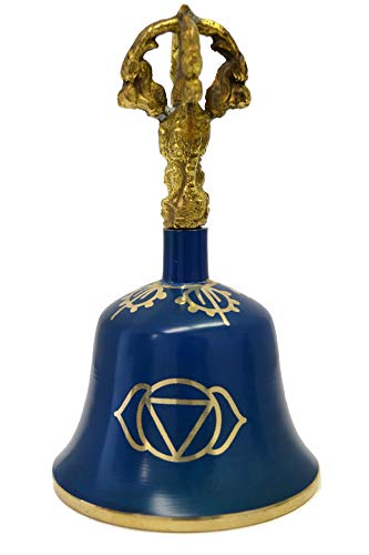 Poshnpretty Tibetan Bell Note A B C D E F G Chakra Meditation Harmony 5.5" Long (Blue "Third Eye Chakra" (Note "E")) - color: Blue "Third Eye Chakra" (Note "E")