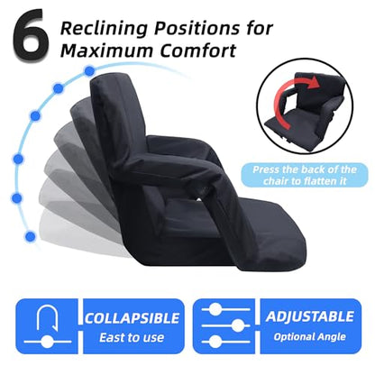 Stadium Seats for Bleacher Chairs (Black, Wide-22.5"-2 Pack) | Back Support, Cushion - size: Wide-22.5"-2 Pack
