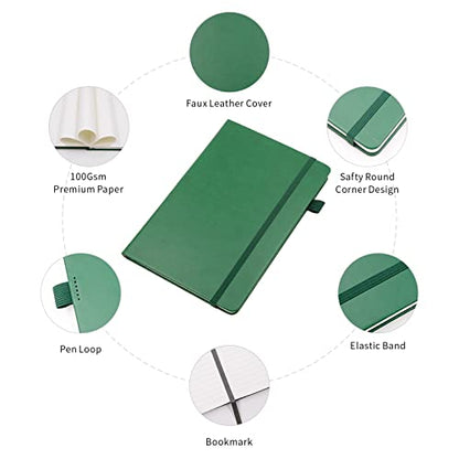 Lined Journal Notebooks with Pen Loop, Hardcover Notebook Journal for Work, 100Gsm Premium Thick Paper with Inner Pocket, Medium 5.7"x8.4", （Dark-Green, Ruled） - color: Dark-green