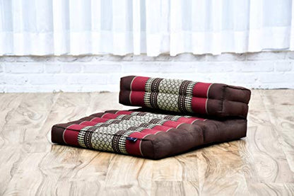 Leewadee Foldable Floor Mattress – 2 in 1 Floor Meditation Mat for Yoga and Relaxation, Seating Futon with Kapok - color: Sf19 - Red, Brown