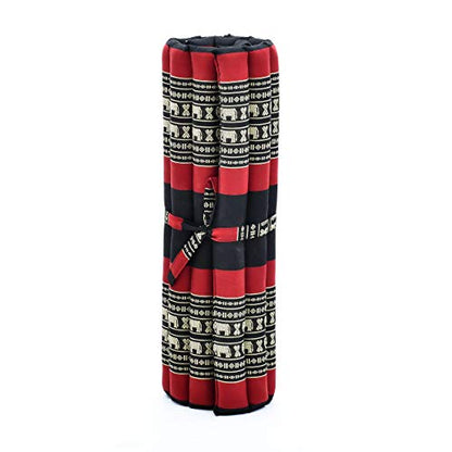Leewadee Zabuton Seating Cushion – Square Floor Seat for Meditation Exercises, Light Yoga Mat Filled with Kapok - color: Sf13 - Red, Black