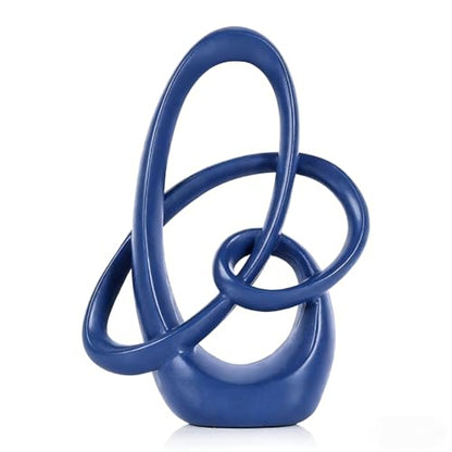 Blue Knot Decor Sculpture, 8.6" Modern Abstract Sculptures Home Decor, Resin Statue Tabletop Accent for Coffee Table, Console Table, Shelf, Mantel, Dining Table Centerpiece, Wedding