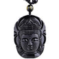 Meditation Necklace, Natural Obsidian Hand Carved Buddha Pendant Fashion Necklace Creative Jewelry