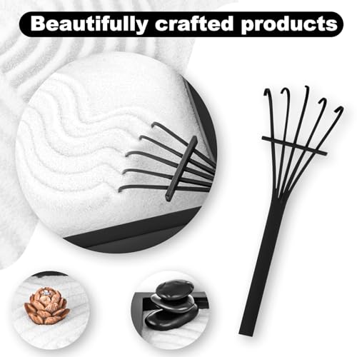 Mini Zen Garden Kit for Desk 6x6 inch with Wooden Lotus Flower, 3 Zen Stones, Pebbles, Home Office Desk Decorations (Wooden Lotus Flower)