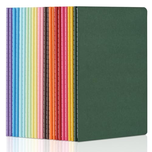 ZCZN 24 Pack Colorful Blank Notebooks Bulk, A5 Journals with 12 Colors, 60 Pages/30 Sheets, 8.3x5.5 Inch, Plain Paper, Travel Writing Journal Notebooks for Work & School