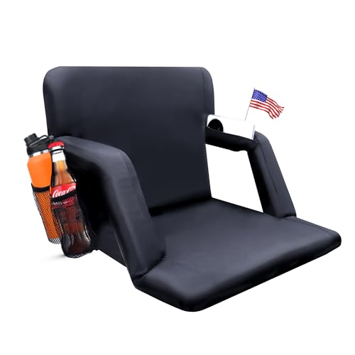 Stadium Seats for Bleacher Chairs (Black, Wide-22.5"-1 Pack) | Back Support, Cushion - size: Wide-22.5"-1 Pack