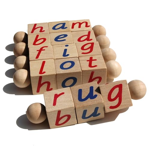 Phonetic Reading Blocks for The Beginning Reader | Tangible Preschool Learning Material | Phonic Word Building Activity Toy