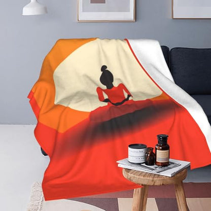 Minimalistic Yoga Poses Blanket Anti Pilling Throw Meditation Meditating Fleece Flannel Lightweight Cozy Bedspread Living Room Women Adults and Kids Bed Sofa 60"X50" - color: Minimalistic Yoga Poses