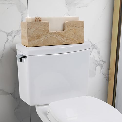 Bathroom Napkin Holder,Natural Travertine Guest Towel Holder,Stone Napkin Holder for Bathroom,Standing Guest Towel Holder Tray for Bathroom Vanity Toilet Kitchen Dining Table, Beige - size: 9.7 x 3.7 Inch