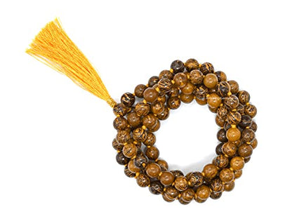 Amazing Gemstone Mariyam Jasper Mala Beads - 108 Prayer Beads for Meditation and Mindfulness Practice, Handcrafted Mala Beads with Natural Gemstones for Spiritual Healing and Relaxation (Knotted) - color: Mariyam Calligraphy Jasper, style: Knotted