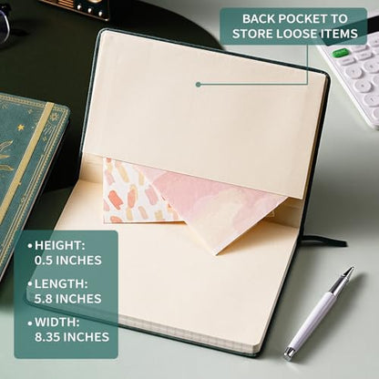 Artfan Ruled Notebook/Journal – Premium Thick Paper Faux Leather Classic Writing Notebook with Pocket + Page Dividers Gifts, Banded, Large, 144 Pages, Hard Cover, Lined (5.8 x 8.4) - Cyan - color: Cyan