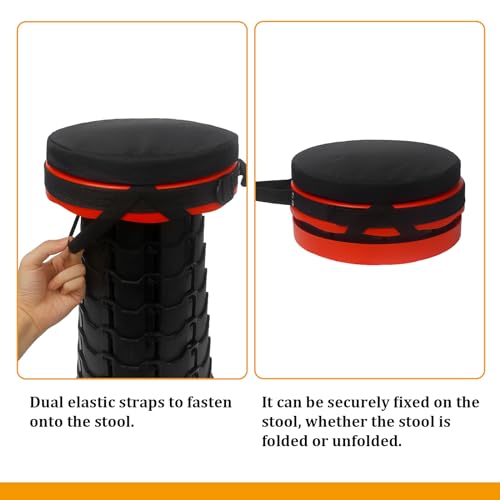 Telescopic Stool Cushion, Round Thickened Folding Stool Seat Cushion with Memory Foam for Retractable Camping Stool (Black)(Not Include Stool) (1 Pack) - style: 1PCS
