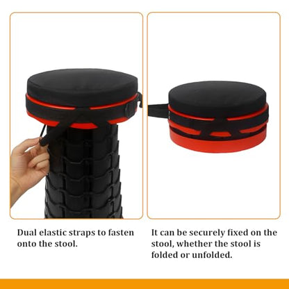 Telescopic Stool Cushion, Round Thickened Folding Stool Seat Cushion with Memory Foam for Retractable Camping Stool (Black)(Not Include Stool) (1 Pack) - style: 1PCS