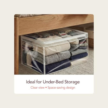20 Gallon Jumbo Clear Storage Bags with Zipper, 2 Pack Extra Large Under Bed Storage Bags (15.75x26x11.9 in) Transparent Plastic Bags for Clothes, Blankets, Comforters, Quilts & Seasonal Storage