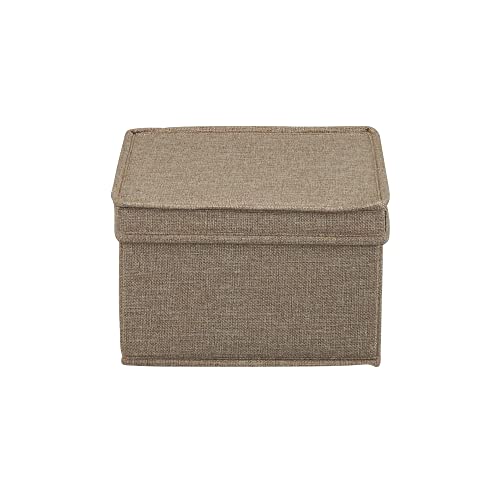 Household Essentials Medium Fabric Storage Bins with Lids, Latte, Set of 2