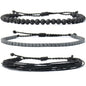 Mezcla Vida Handmade Natural Stone Beaded & Hematite Healing Bracelet Gift for Men-Set of 3 Stackable Adjustable Waterproof String Rope Bracelets
