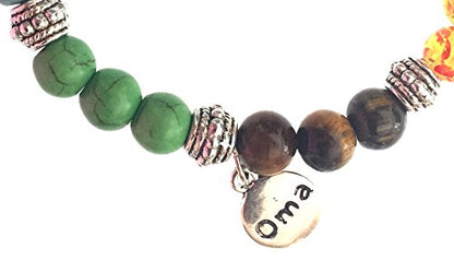 OMA 7 Chakra Semi Precious Stones Tibetan Buddhist Meditation and Healing Bracelet With Charm Brand - style: Peace