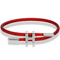 OSIRIDEH2 Bracelet with Adjustable Design Polished H Shape Buckle, Bracelets for Women, 18k Gold-plated Buckle Design Titanium Steel Wire Rope Women's Gift Jewelry - color: Red Silver