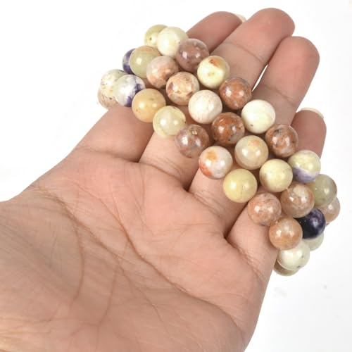 Justinstones Gemstone Crystals Chakra Beads Bracelet Crystal Healing 10mm Round Stretchable Bracelet for Her Gift - color: Mexican Morado Purple Opal
