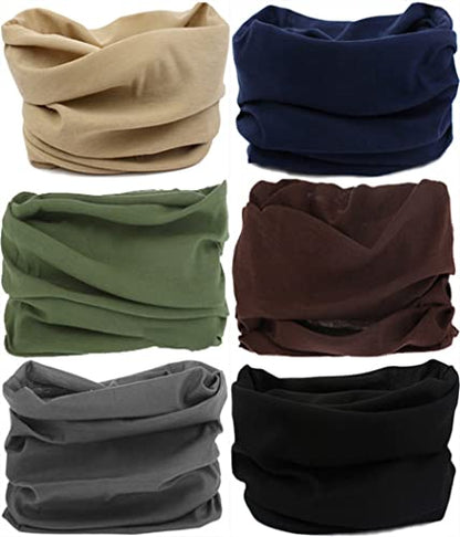 Headband Neck Gaiter Head Wrap Headwear Face Mask Magic Scarf Bandana for Men and Women - color: 6pc.solid Color Series.2