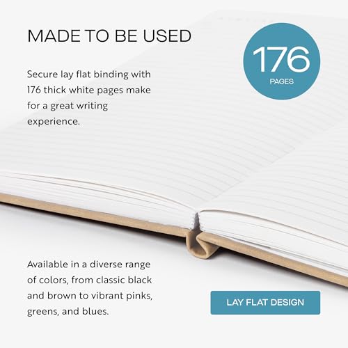 Oriole Vegan Leather Ruled Notebook - Walnut Cream | 176 Pages of Thick Lined Paper | Soft Touch Hardcover Journal (5 x 8 in) with Gold Foil Bird Design & Luxury Gift Box - color: Walnut Cream