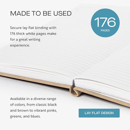 Oriole Vegan Leather Ruled Notebook - Walnut Cream | 176 Pages of Thick Lined Paper | Soft Touch Hardcover Journal (5 x 8 in) with Gold Foil Bird Design & Luxury Gift Box - color: Walnut Cream
