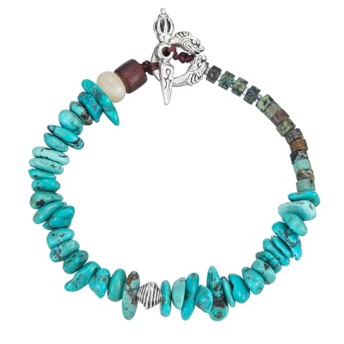 Women Boho Handmade Natural Stone Crystal Leather Bead Wrap Bracelets Collection - style: Turquoise Chips