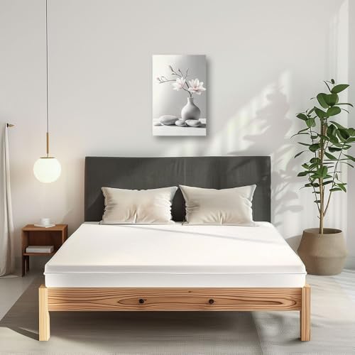 CCWACPP Zen Wall Art Magnolia Canvas Print Zen Stone Pictures Spa Painting Poster Meditation Spirit Bathroom Yoga Room Office Decor Framed (12.00" x 18.00") - size: 18"L x 12"W