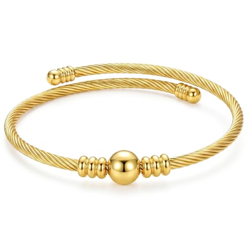 Bracelet for Women 18K Gold Plated Dainty ，Chain Simple Handmade Minimalist for Her - style: ball