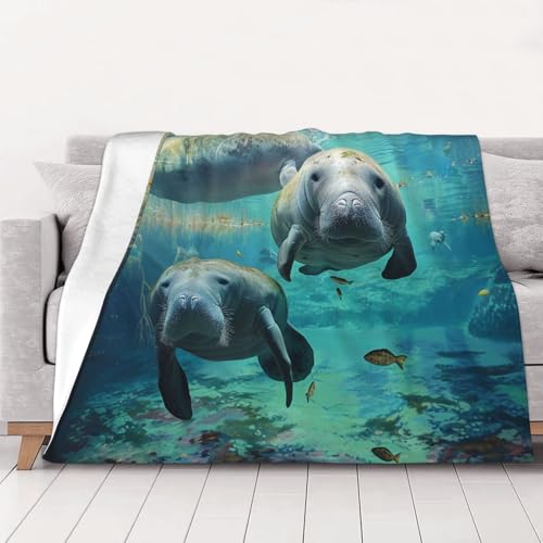 West Indian Sea Animals Prints Throw Blanket (320g Flannel) Anti-Pilling Warm Fuzzy Blankets for Bed Sofa Couch Travel 40x30 Inch - color: West Indian Sea Animals, size: 40x30 Inch