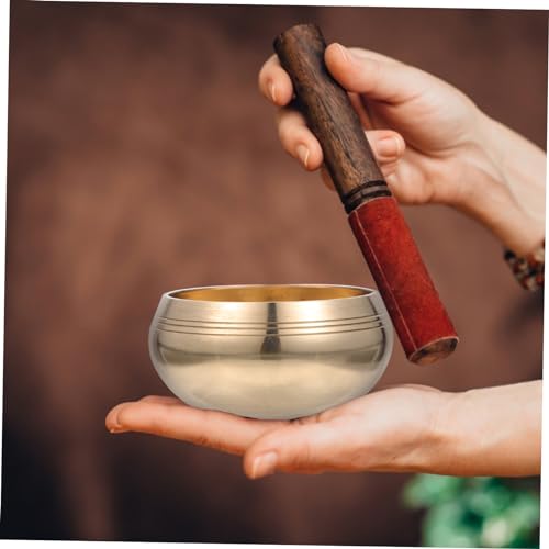 SECFOU Meditation Bowl Yoga Sound Bowl Mallet Tibetan Singing for Calmness and Meditation - size: 9.5x9.5x6cm