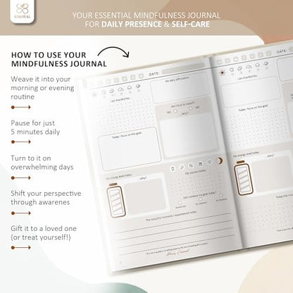 BIROYAL 5 Minute Gratitude Journal 2026 - Undated Daily Gratitude Journal for Women - 20 Weeks 5 Minute Guide Journals - Daily Journals with Prompts for Happiness, Mindfulness & Reflection - Self Care Gift - color: Khaki
