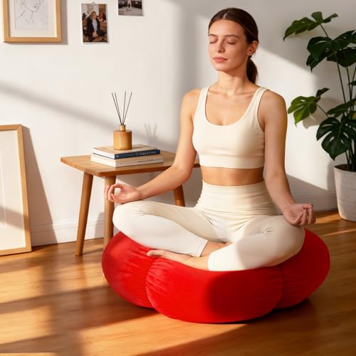 Extra Large Tomato Floor Cushion Pillow – Plush Floor Cushion for Sitting & Activities, for Reading, Gaming, Meditation & Home Decor – Cute Round Plush Chair Cushion.60cm/23.6Inch - style: Tomato