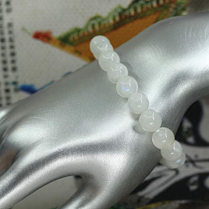 Keleny Fashion Crystal Man Women Stretch Bracelet 10mm Round Beads Rock Jasper 7 Inch Unisex - color: Blue Moonstone