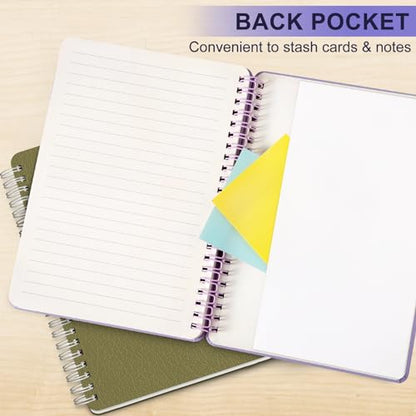 Lined Spiral Journal Notebook with 160 Pages, 8×5.7in, A5 Spiral Notebook, Journaling Notebooks for Work, School, Women, Men, College Ruled Spiral Notebook, Hardcover Leather Journals, Purple