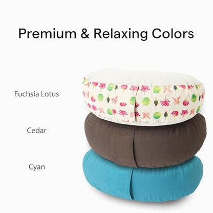 Meditation Cushion, Buckwheat Filling, Washable Organic Cotton Cover, Carry Handle, Mindful Comfort, Reduce Tailbone Pressure & Improve Posture Cedar - color: Cedar