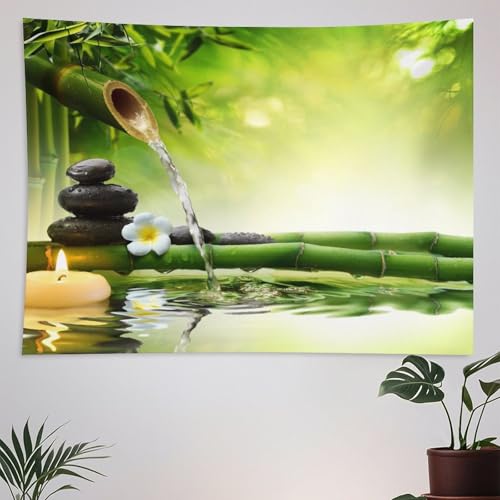 ZhiRain Meditation Tapestry Wall Hanging Zen Garden Pond Flower Pebble Stone Bamboo Stalks Candle Spa Yoga Tapestries Home Decor for Living Room Bedroom Farmhouse Kitchen Dorm 50"x60" - color: Zen-14, size: 50"L x 60"W