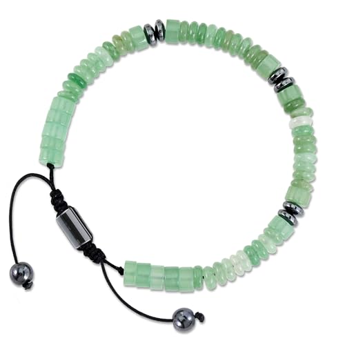 VIBILIA Healing Crystal Bracelets Beaded Bracelets for Men Women Natural Stone Adjustable Bracelets Unique Gifts for Father Son Grandfather Brother Friend - color: GreenAventurine