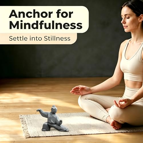 Stone Statue Decor for Home: 4.3" Tai Chi Sculpture Feng Shui Gift for Meditation Zen– Handcrafted Figurine Decoration for Desk Bookshelf Fish Tank (B Style)