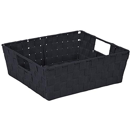 Simplify 15"x 13"x 5" Alloy Steel Rectangular Basket with 2 Built-in Carrying Handles, Black - color: Black, size: (Pack of 1)