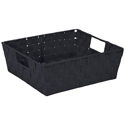 Simplify 15"x 13"x 5" Alloy Steel Rectangular Basket with 2 Built-in Carrying Handles, Black - color: Black, size: (Pack of 1)