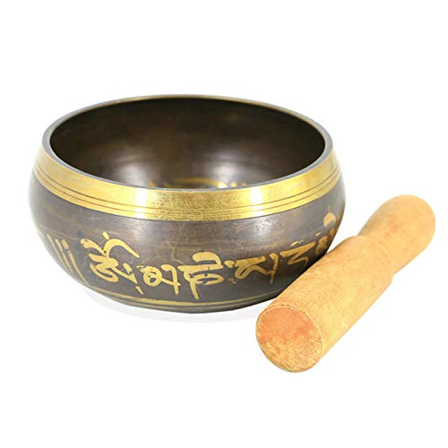 Tibetan Singing Bowl Buddhism Meditation Bell Hand Hammered Buddhist Brass Bowl (12.5CMX6CM) - size: 12.5CMX6CM