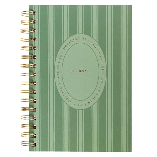 Graphique Cottage Stripe Hardbound Spiral Journal, 160 Ruled Pages Hard Cover Notebook, Diary, Lists, Record Month and Date, Premium Paper, 6” x 8” - color: Cottage Stripe