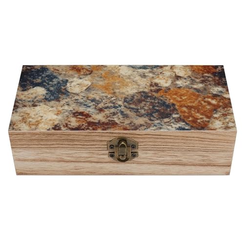 Abstract Granite Wooden Box Souvenir Wooden Storage Box with Lid And Front Clasp Office Desk Organizer Bins Keepsake Boxes Memory Box Jewelry Box Gift Boxes