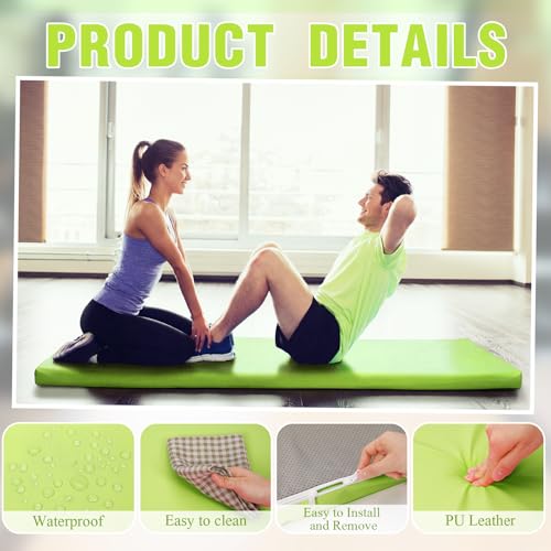 Lyrow 3 Inch 72"x 24" Thick Foldable Yoga Mat with Carry Strap, Non-slip Portable Foam Gym Mat for Yoga, Pilates and Stretching - color: Lush Green